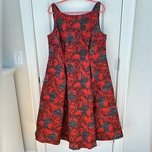 Adrianna Papell Floral Tea Length A-Line Gown